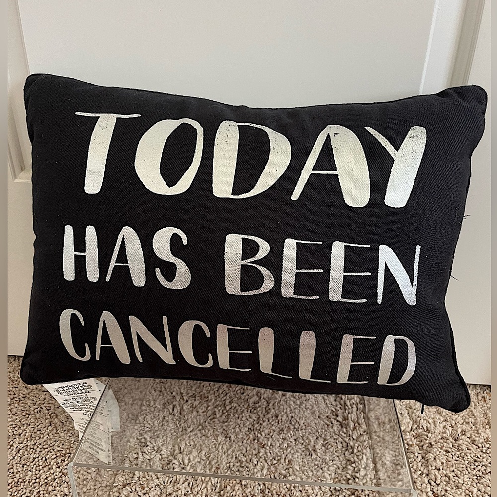 Today has been cancelled throw pillow